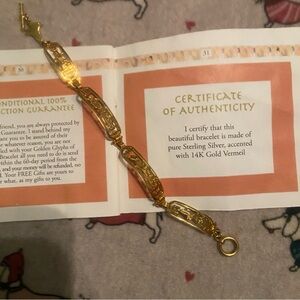 14K Egyptian hieroglyphics for good luck Gold Vermeil Sterling Silver - Gold